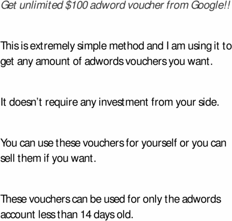 Product picture Get unlimited $100 adwords vouchers free!!